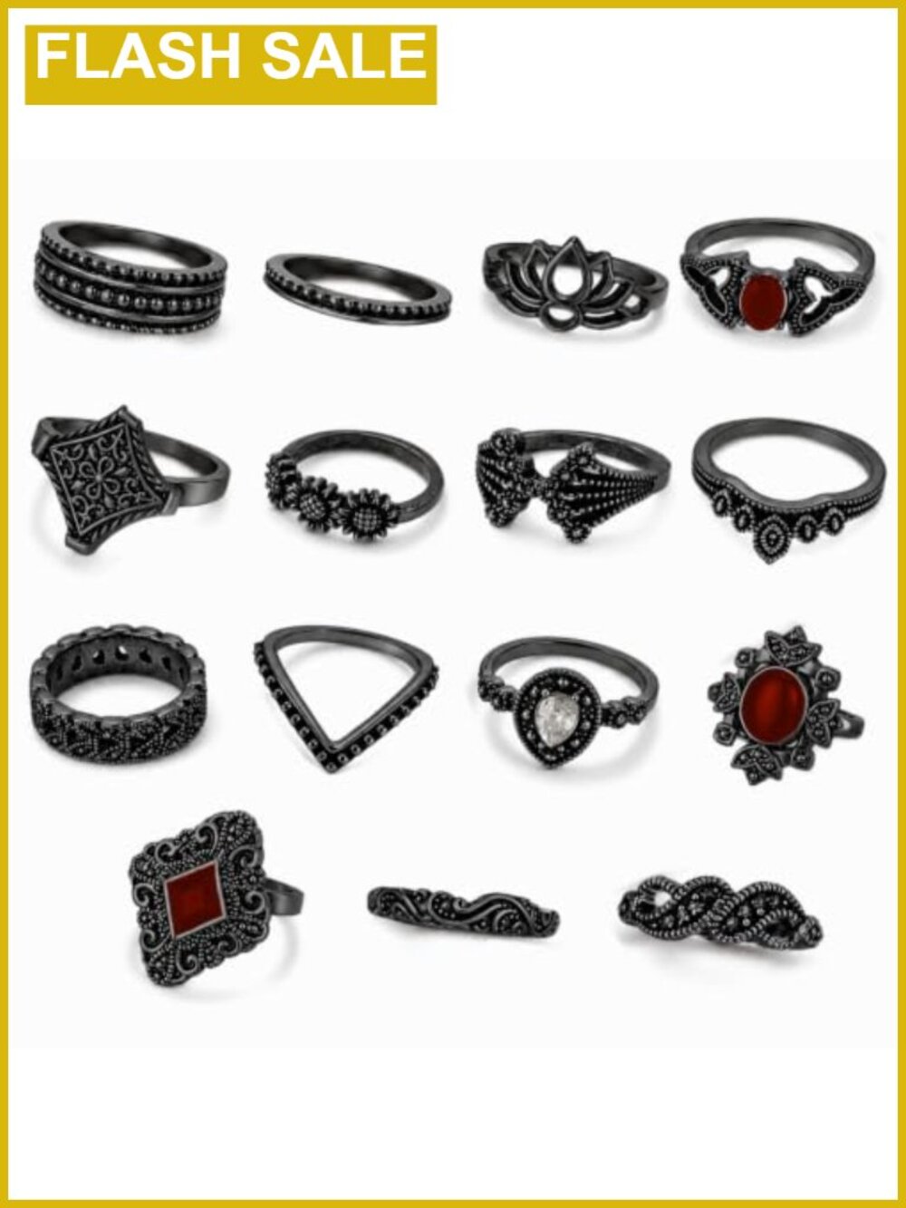 Vintage Gothic Knuckle Rings Set Stackable Boho 15 PCS
